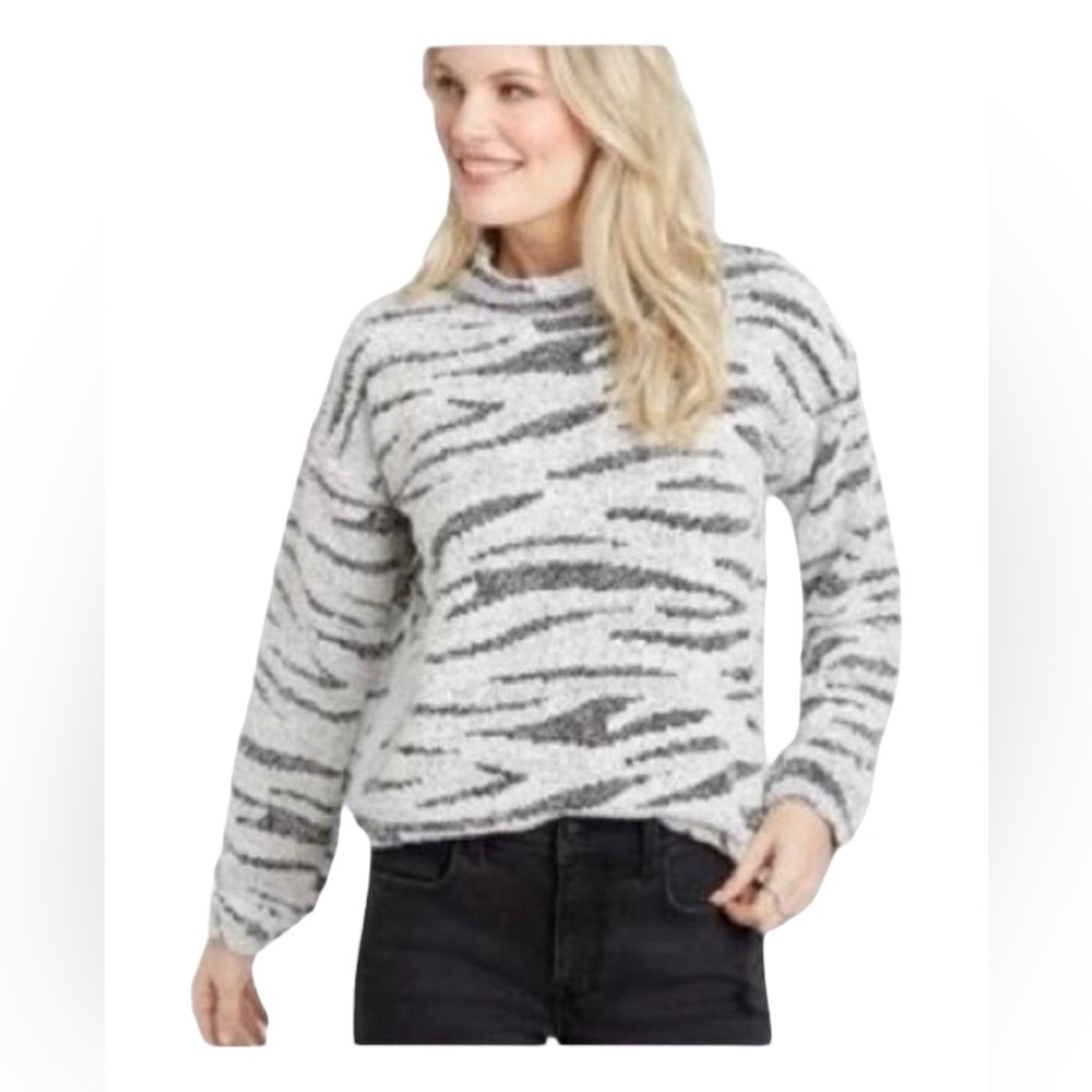 Maurice's Women’s Mock Neck Animal Print Fuzzy Sweater Casual Knit Party XL